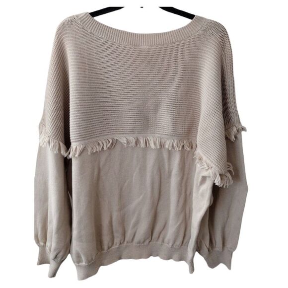 Grace+Karma size L loose fit fringe tan sweater - Picture 3 of 5